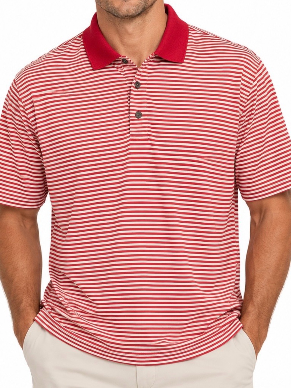 FootJoy Red & White Striped Performance Polo